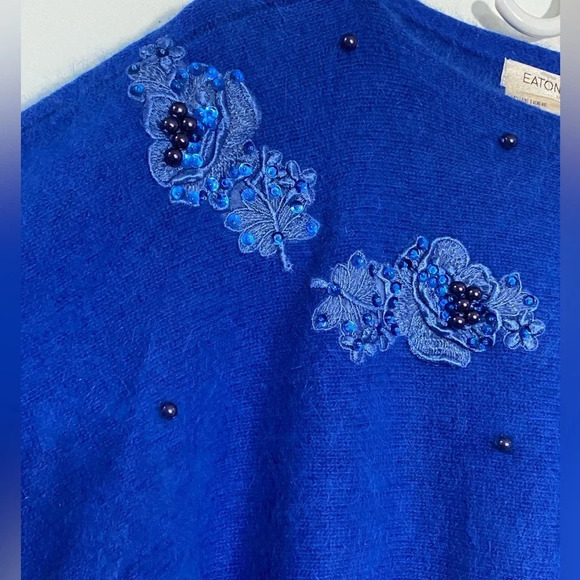 EATON lambswool pullover women’s long sleeve sweater bohemian fairycore size  L - Picture 5 of 9